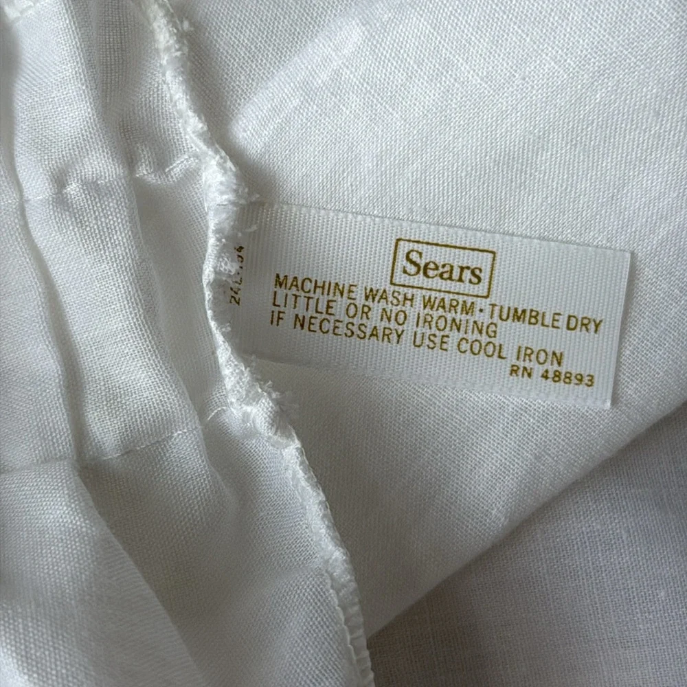 Vintage Sears White Ruffled Curtain Set–2 Pairs with Tiebacks – 48” x 51” Panels